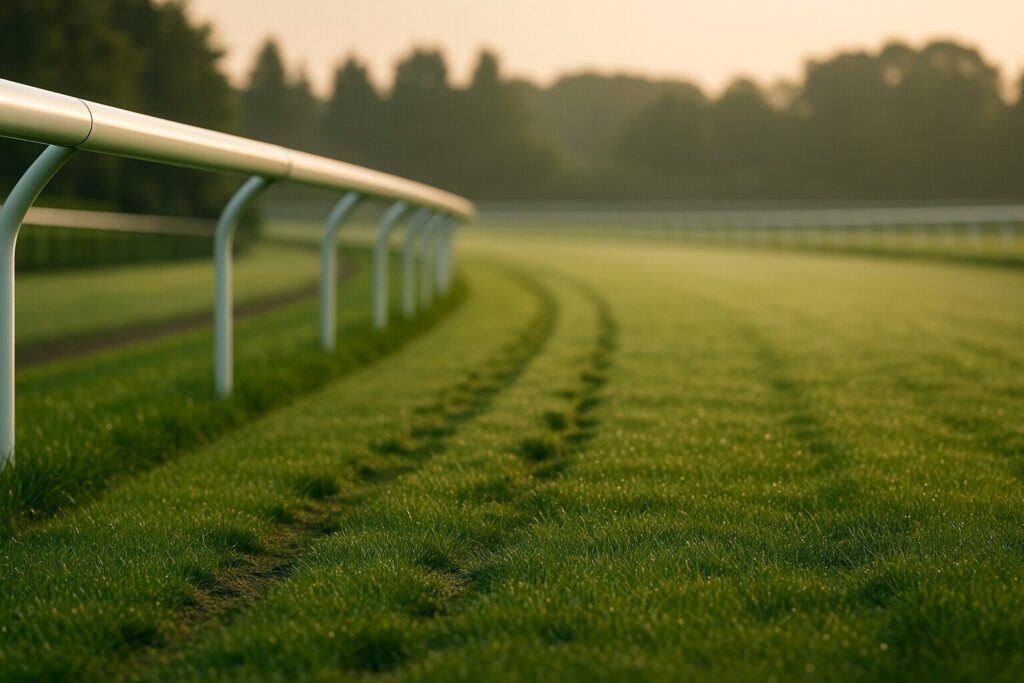 競馬のサインを象徴する朝の芝コース