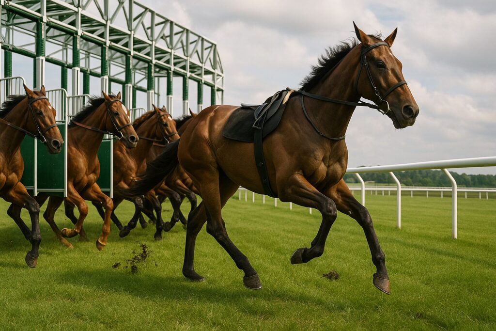 競馬場のレーススタート風景と平場レースの基礎知識