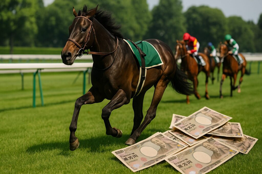 競馬の的中率平均を理解する男性がレースを見つめる様子