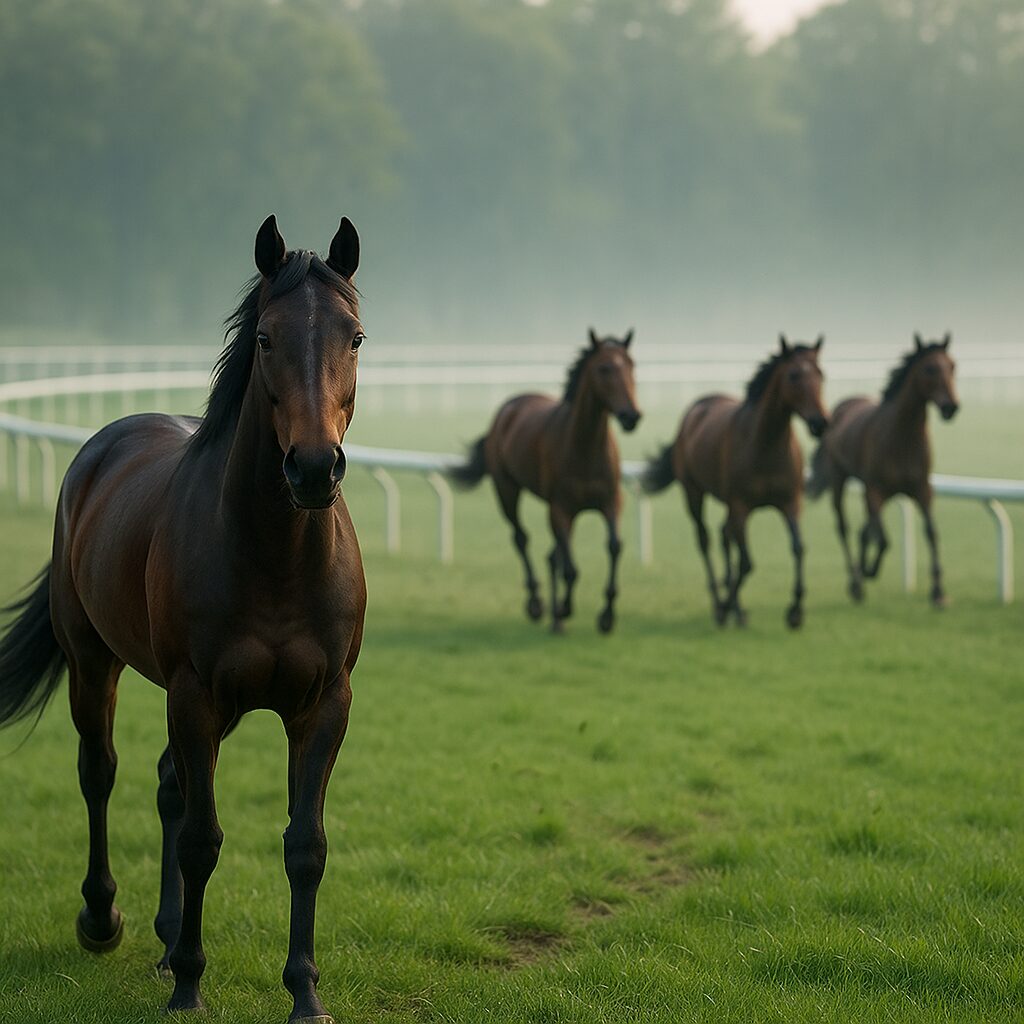 3連単軸1頭流し4頭の基本を説明する競馬レースイメージ