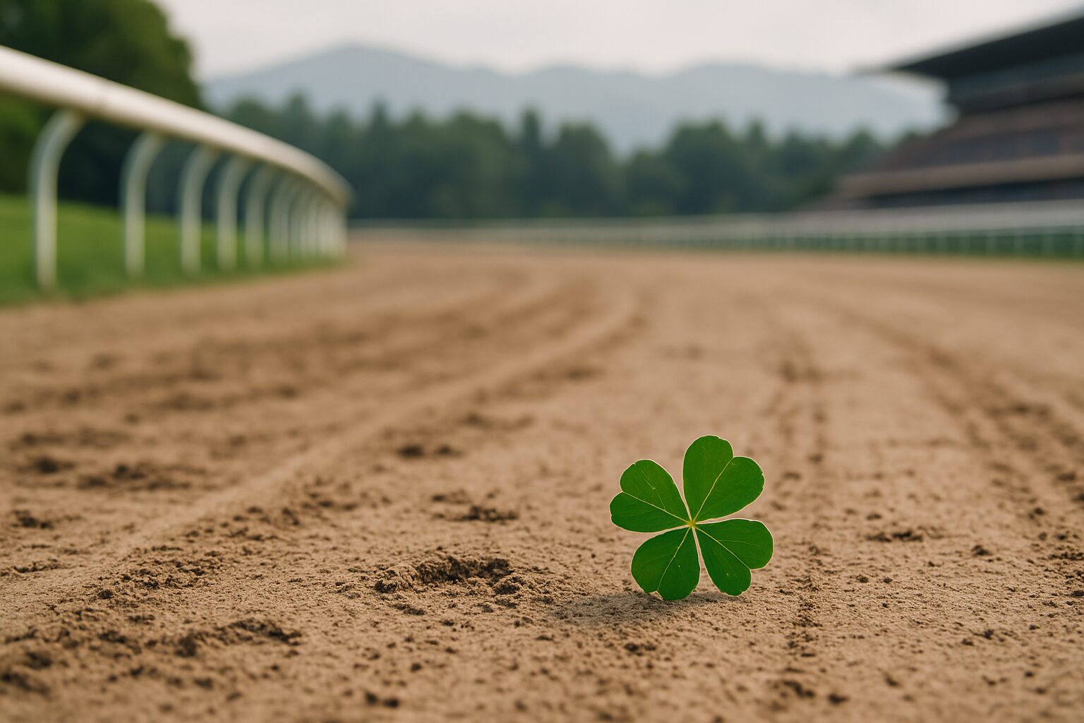 大穴意味を象徴する四つ葉と砂の馬場