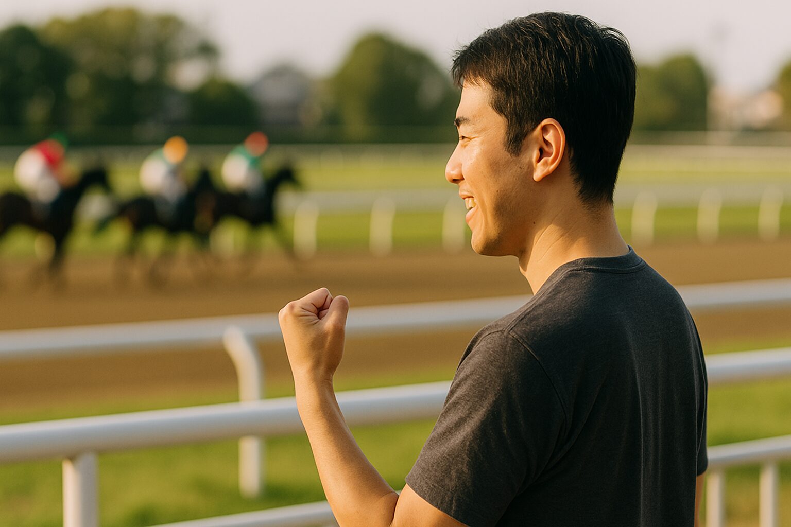 競馬で勝てるようになった男性の喜び