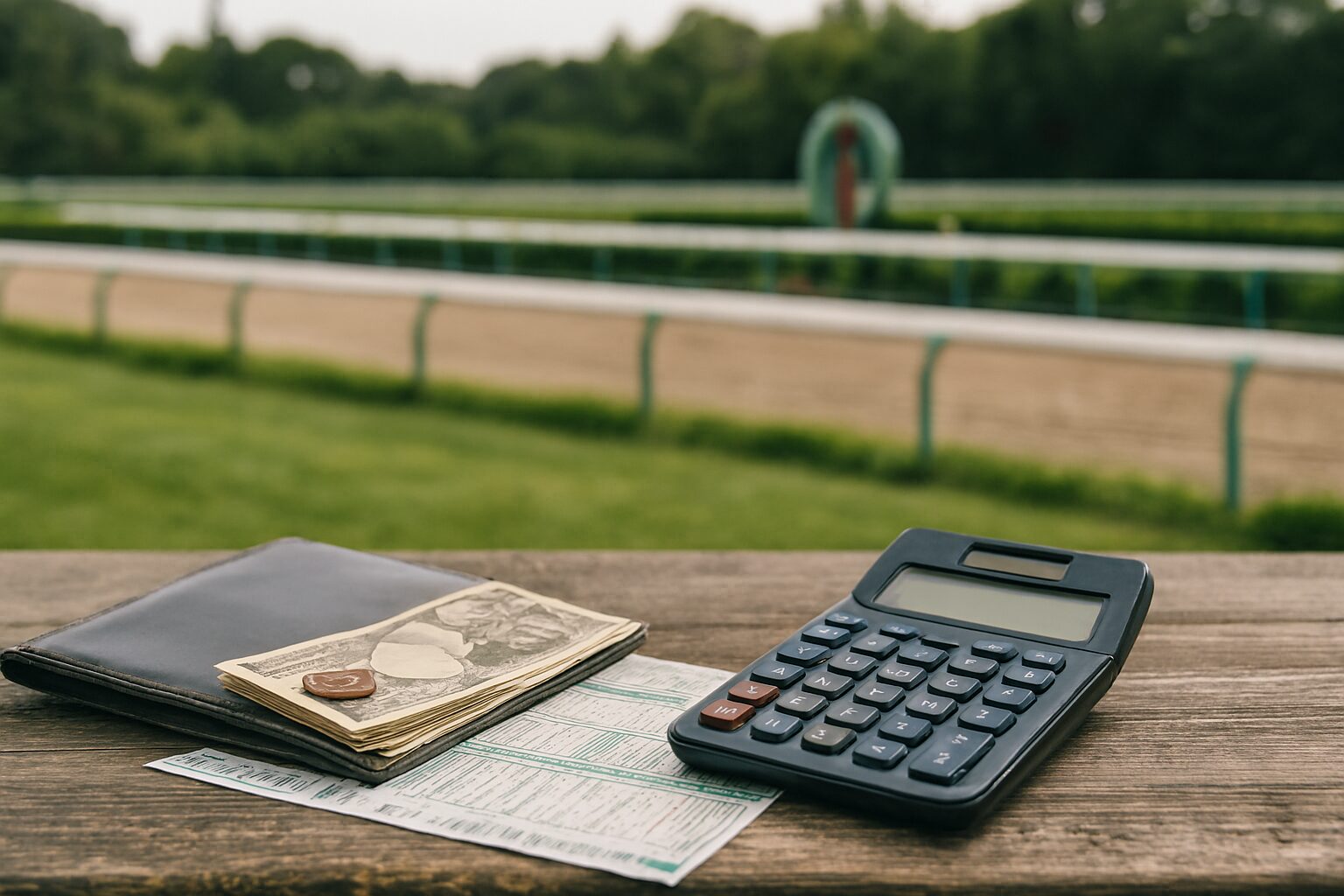 win5配当計算を連想させる競馬場と紙幣の構図