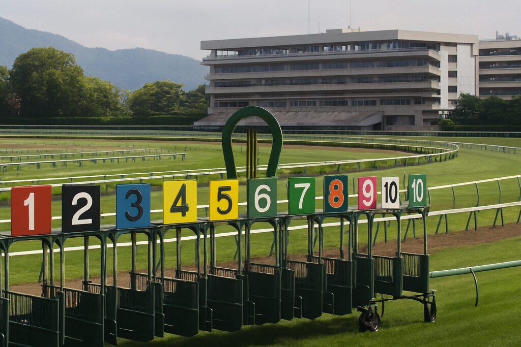 京都競馬場の内外枠による有利不利を図解した説明用