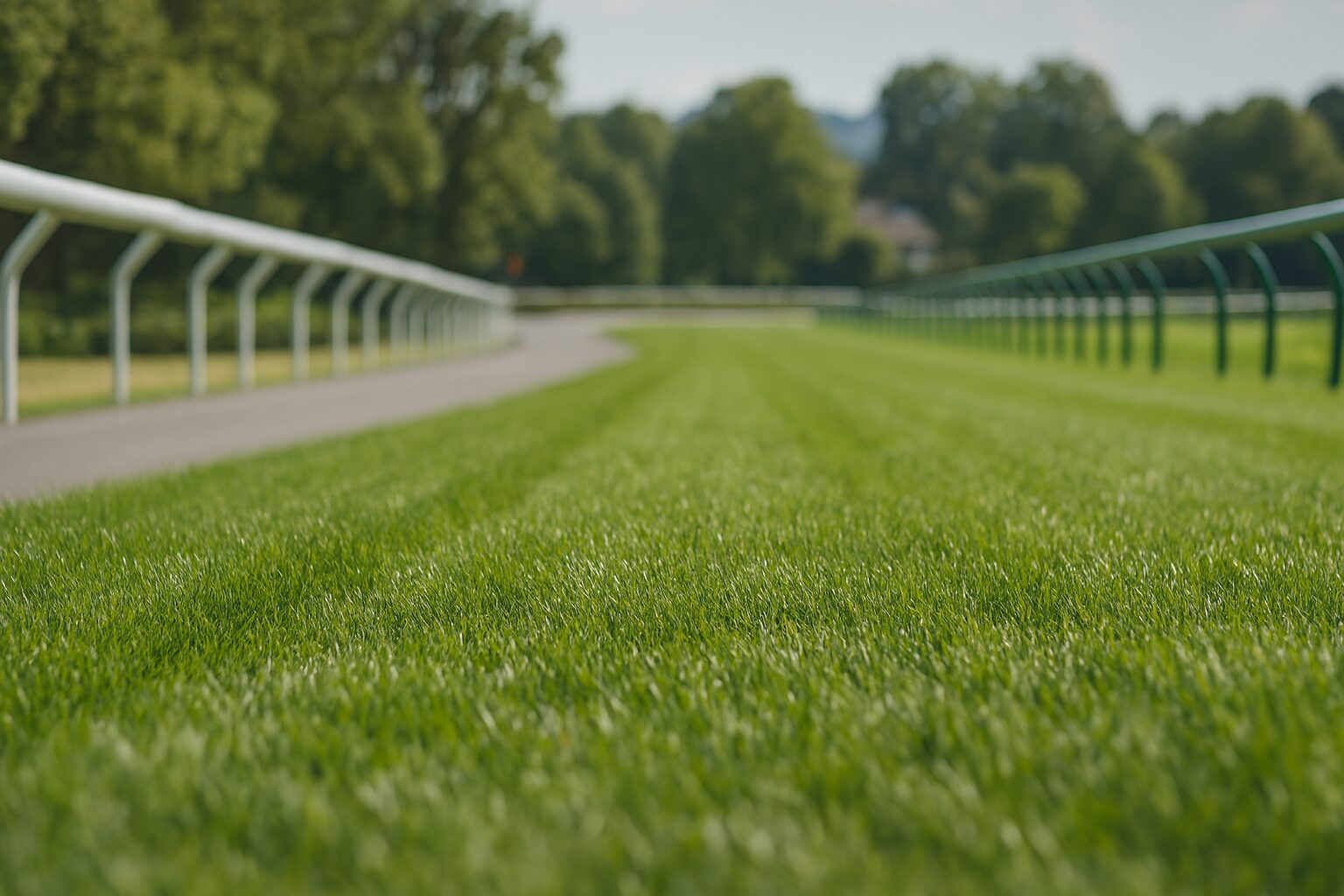 高速馬場有利を示す芝生の競馬場