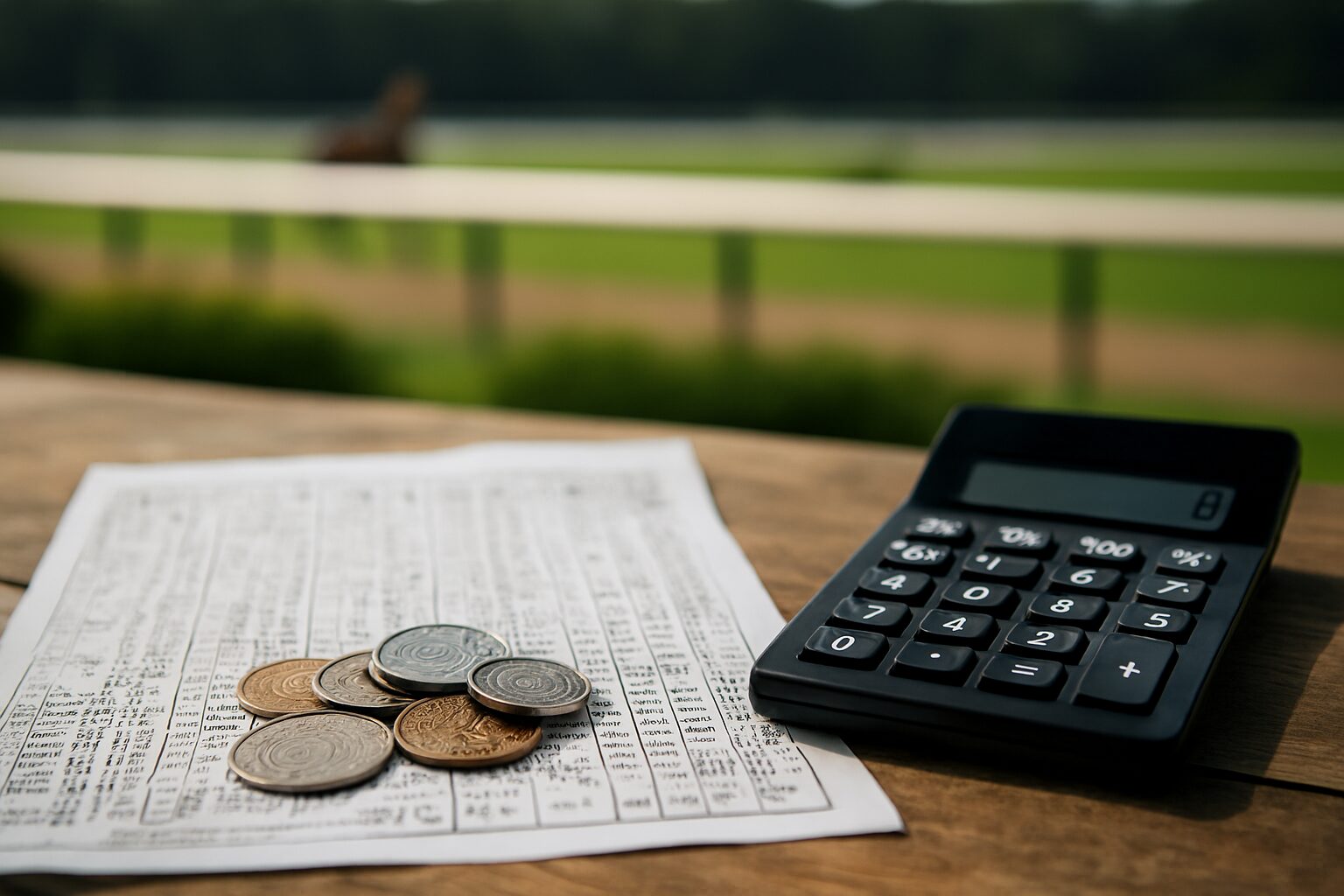 芝生競馬場と柵に広がるwin5点数計算