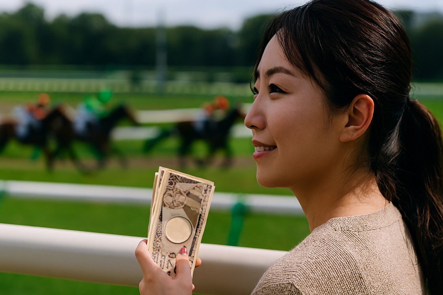 競馬ワイドで稼ぐ女性の後ろ姿