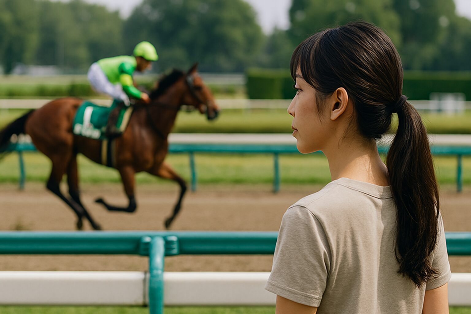 未勝利戦を観戦する女性
