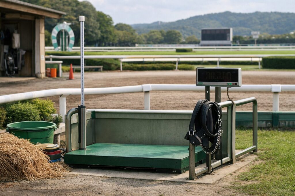 馬の体重を確認する状況