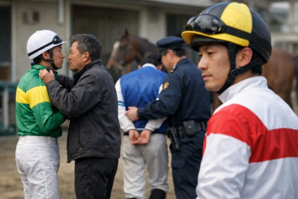 日本人男性が関わる競馬不祥事の場面