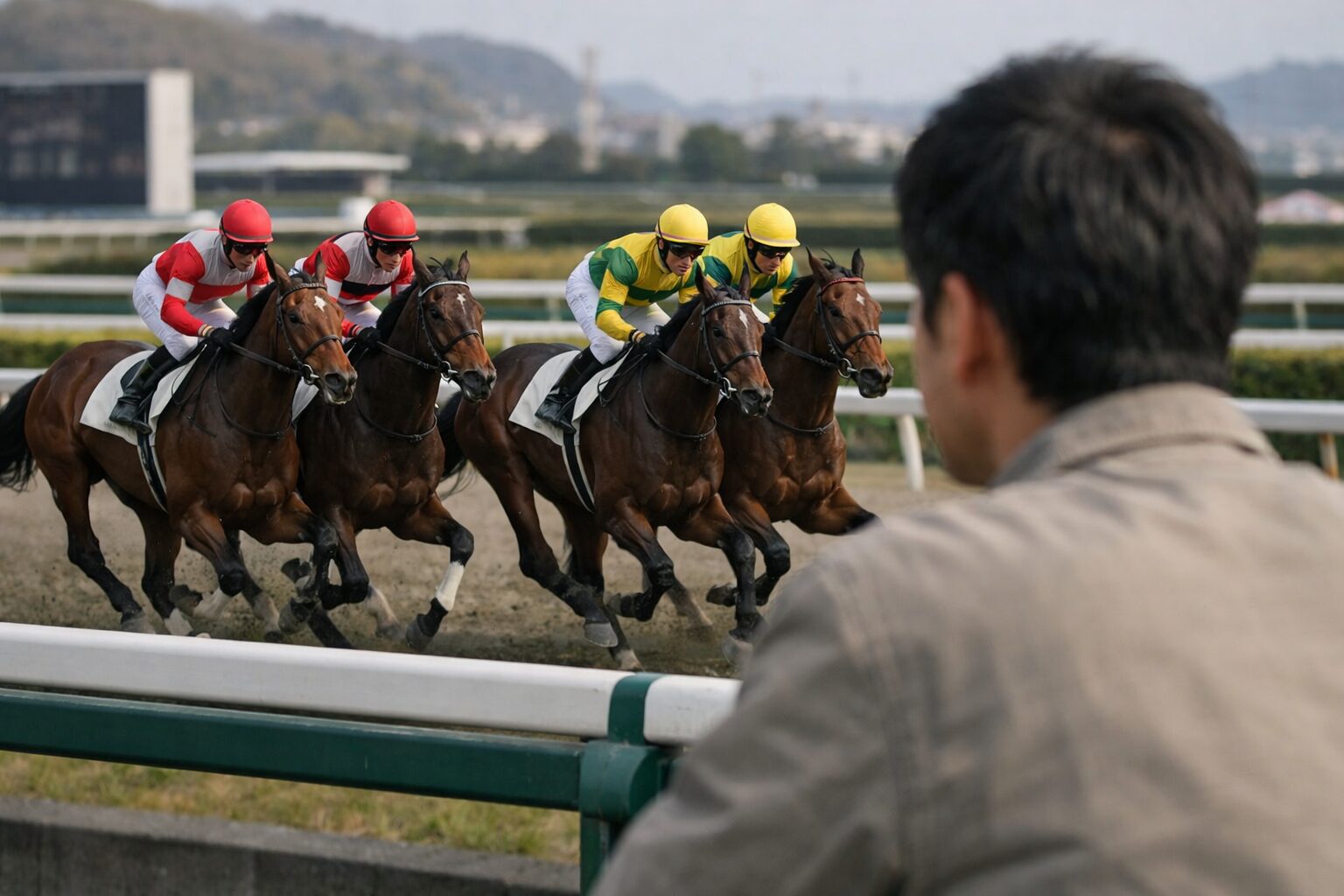 枠連同じ枠を説明する日本人男性