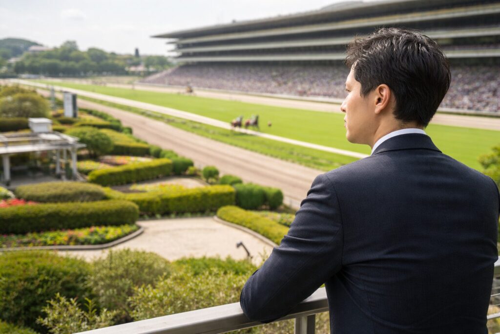 競馬の管轄省を解説する日本人男性