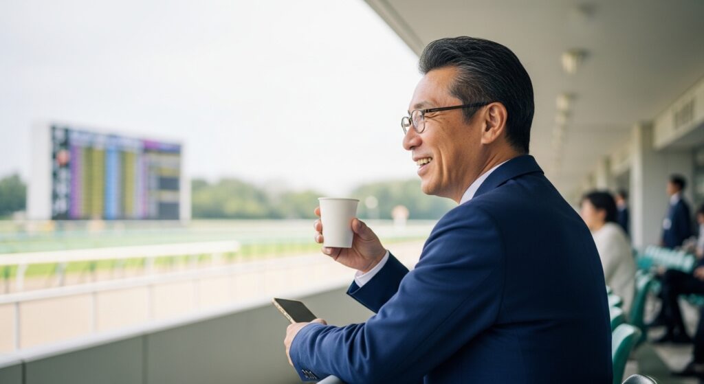 一口馬主の募集時期を確認する日本人男性