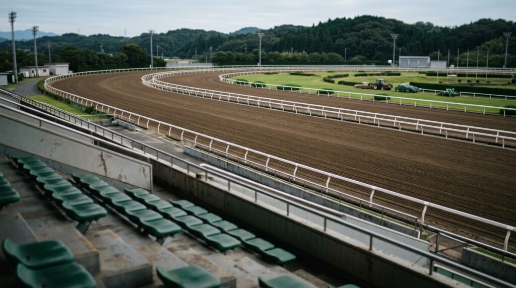競馬予想の鉄板情報を確認しながら、過信によるリスクと冷静な判断の重要性を考える競馬ファンのイメージ