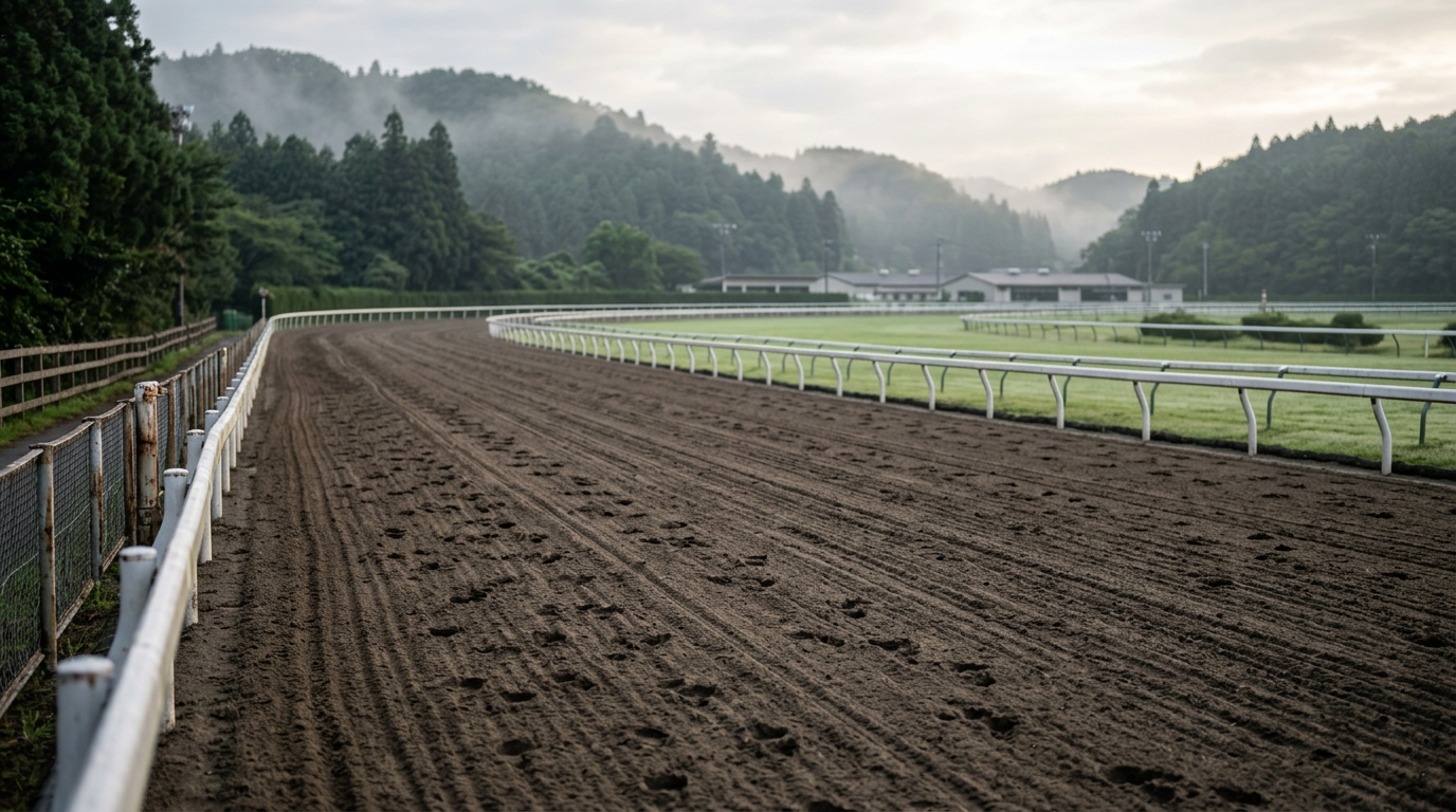 平安ステークス2026追い切りの仕上がり状態や調教過程を連想させる競馬場の風景を表したイメージ