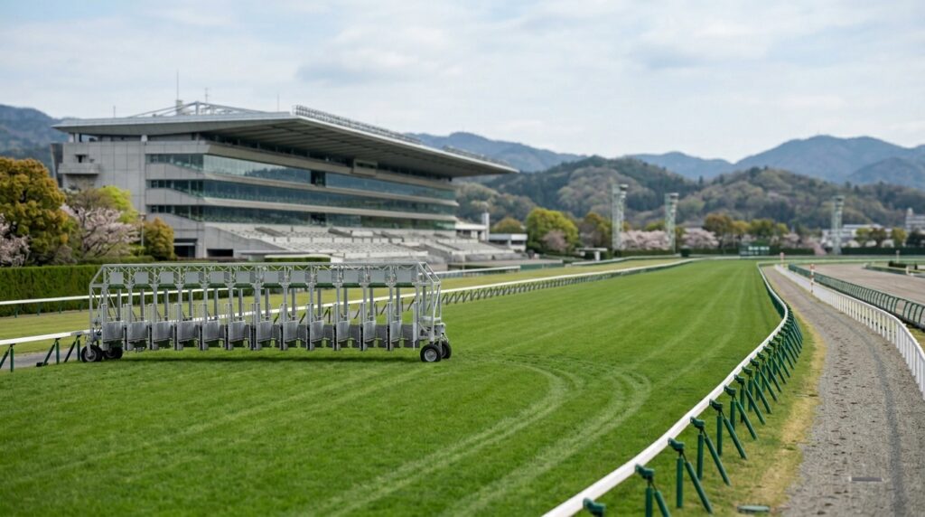 天皇賞春サインを示す競馬場
