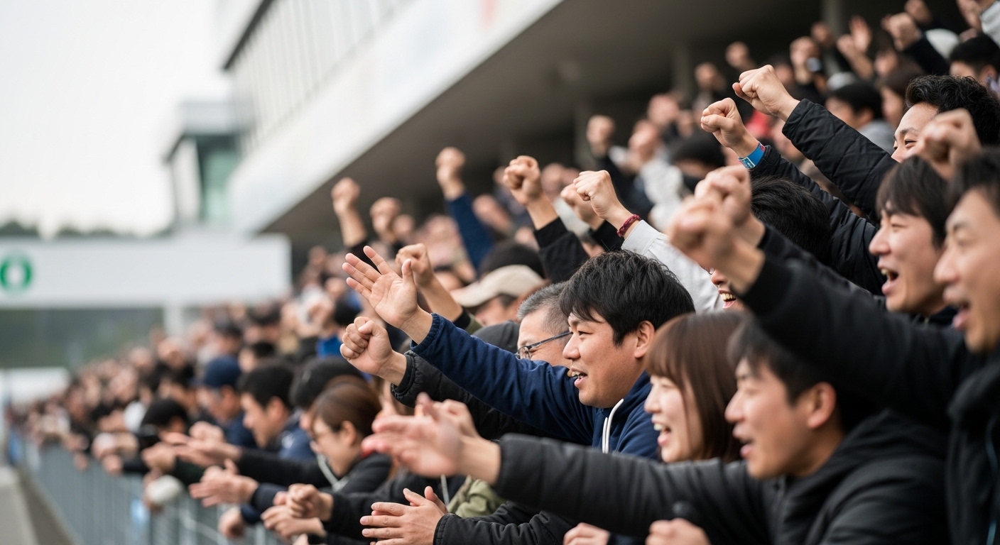 NHKマイルカップ2026の展開を予想しながら競馬新聞を手にレース観戦へ向かう男性の真剣な表情
