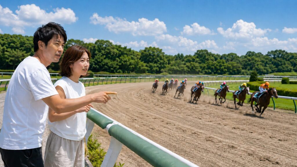 函館ダート1700mの適性や差しが届かない傾向をイメージできる競馬コースやレース展開を表すイメージ画像